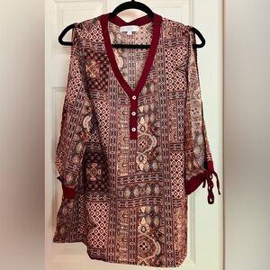 Suzanne Betro Weekends Cold-Shoulder Top Size L